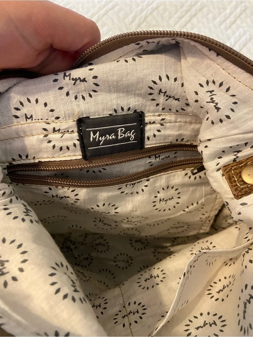 Myra Floral Cowhide Canvas Shoulder Bag